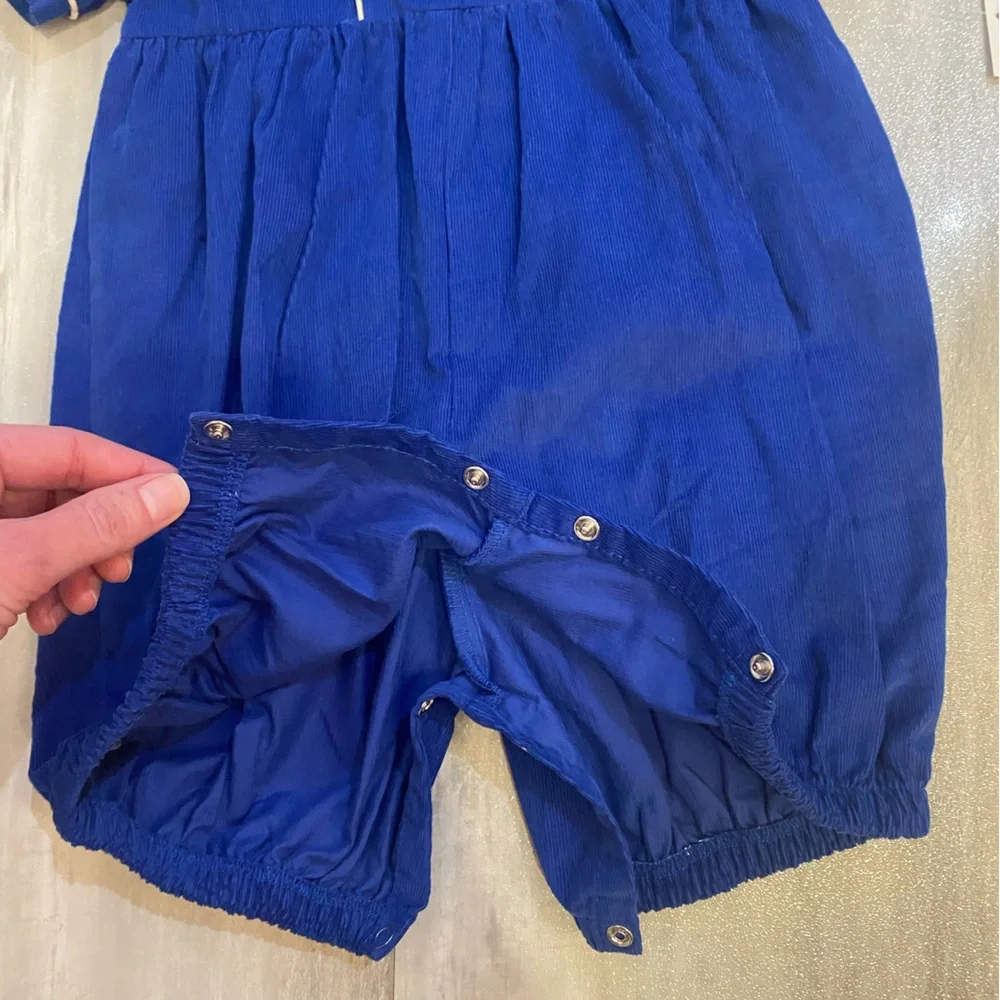 NWT Baby Blessings Royal Blue Corduroy Classic Nathan Romper Jumpsuit boys 24M